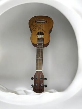 Jade Brown Floral-Accent Ukulele Wall Decor